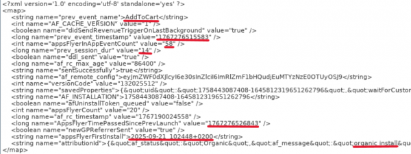 Datoteka appsflyer-data.xml 