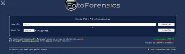 FotoForensics početna stranica FotoForensics početna stranica